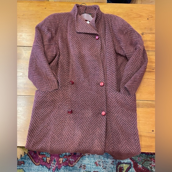 Women’s 1980s Oversized Maroon Wool Dress Jacket - Picture 6 of 11